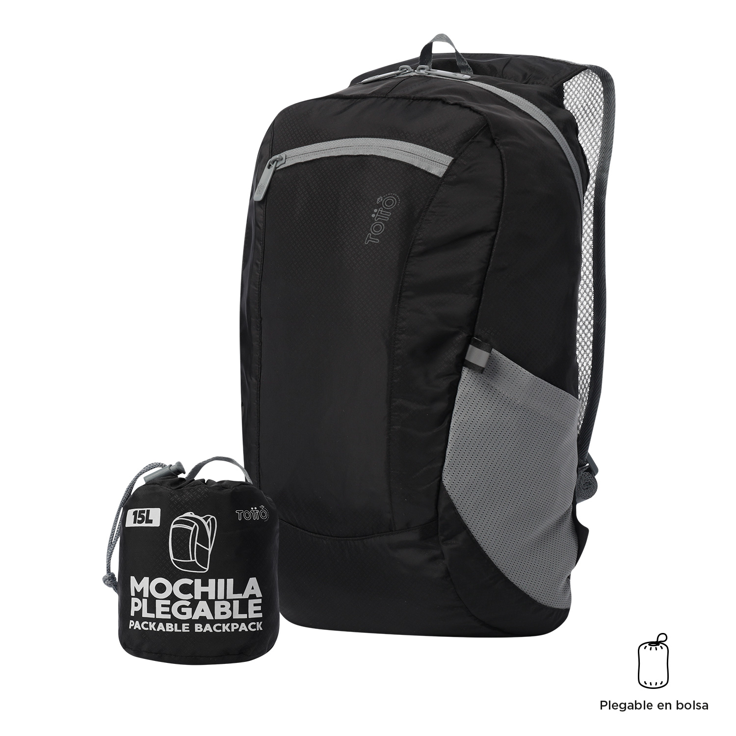 Mochila Plegable Troker 15 - Negro - Imagen 2